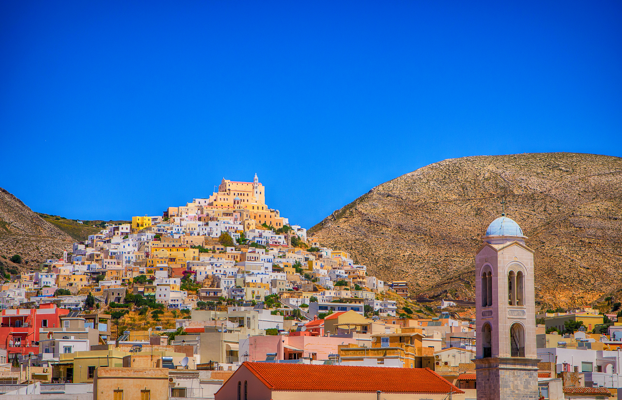 Syros Island the city of Ermoupoli in Aegean Sea, Greece