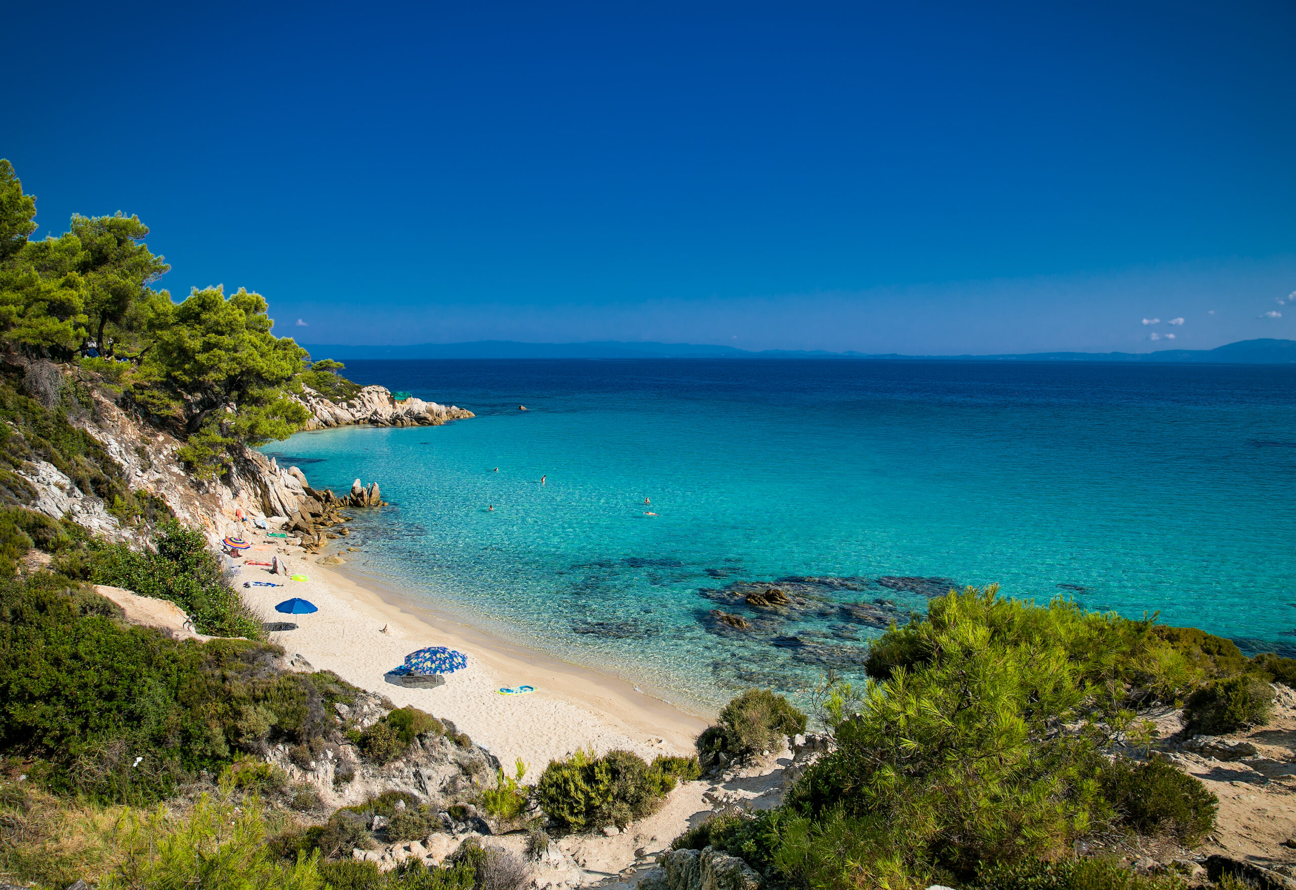 Beautiful Mega Portokali beach on the east coast of Sithonia, Halkidiki, Greece.