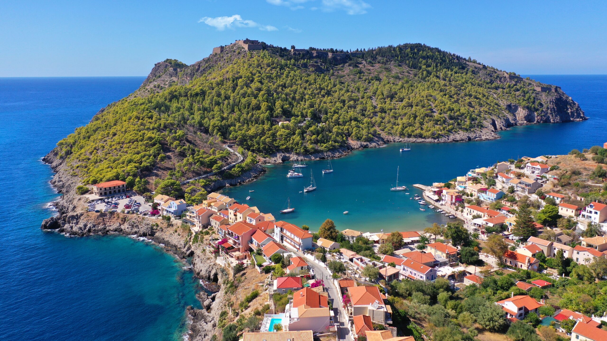 Aerial,Drone,Photo,Of,Beautiful,Colourful,And,Picturesque,Small,Fishing