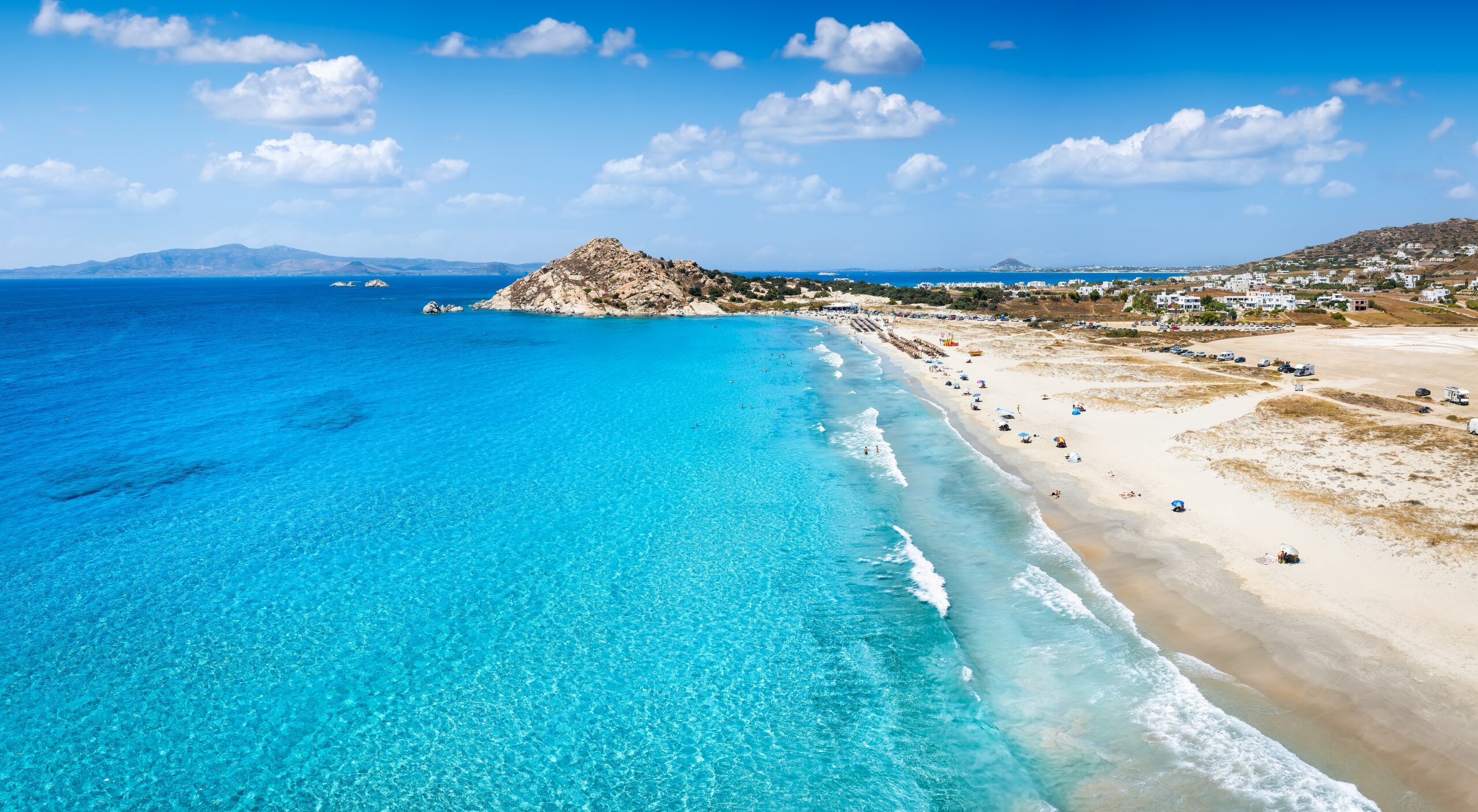 Panoramic,View,Of,The,Mikri,Vigla,Beach,With,Turquoise,Sea