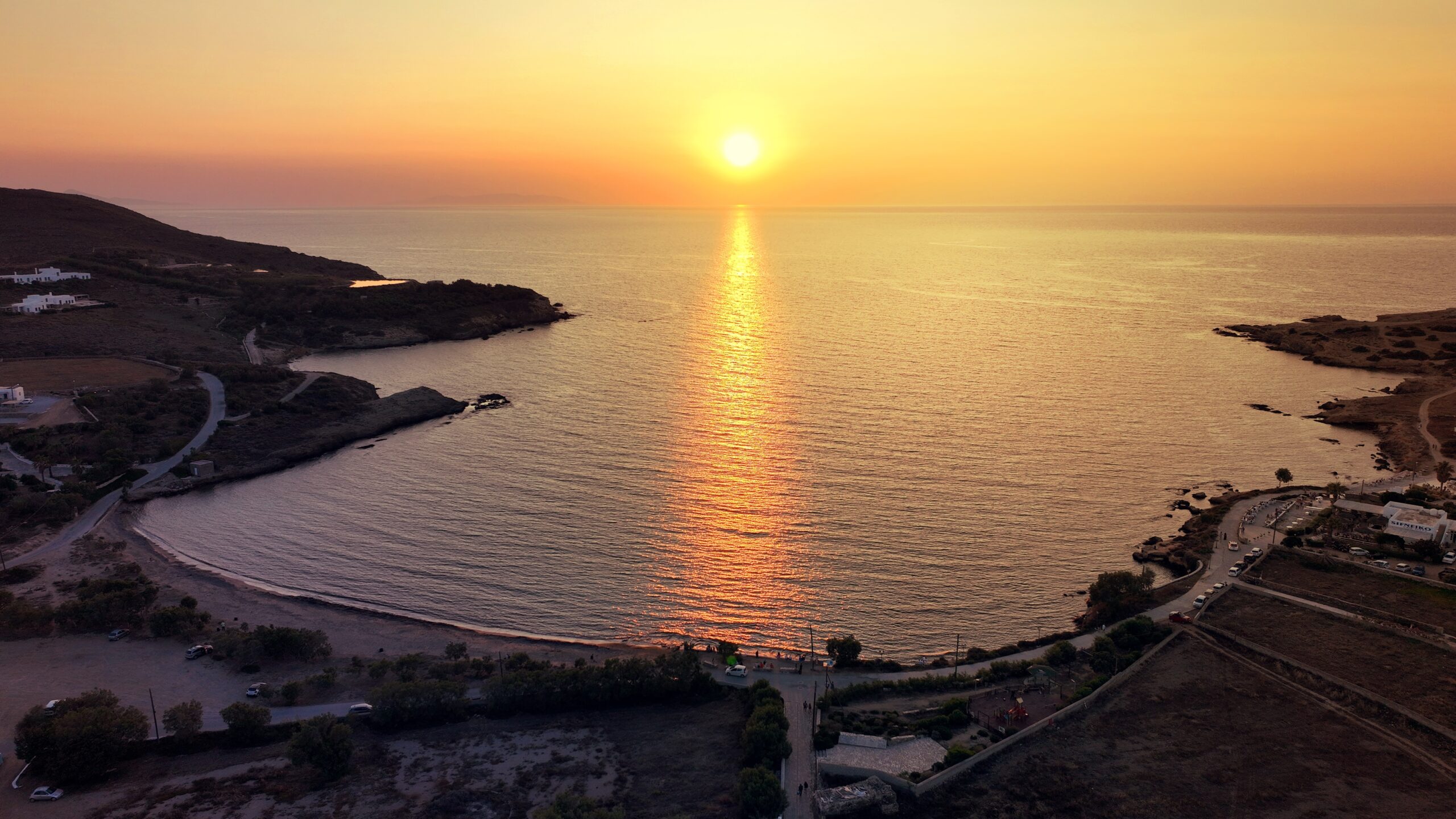 Aerial,Drone,Photo,Of,Antiparos,Island,At,Sunset,Overlooking,Sinfneiko