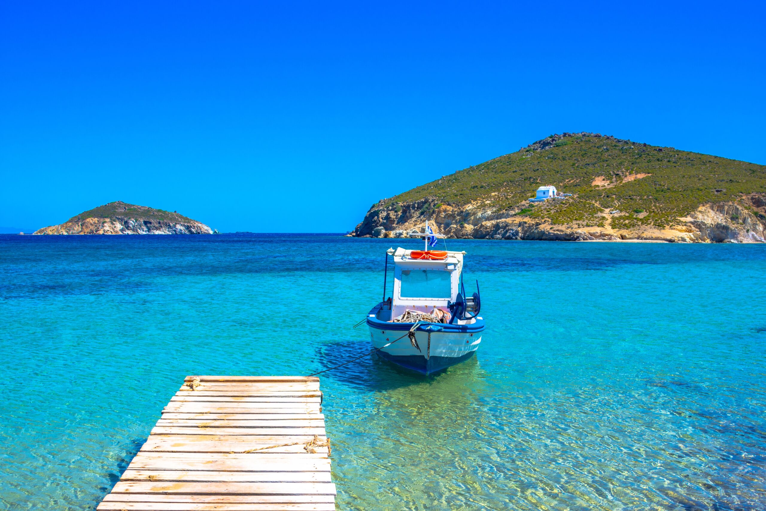 Amazing,Beach,Of,Livadi,On,Patmos,Island,,Greece.