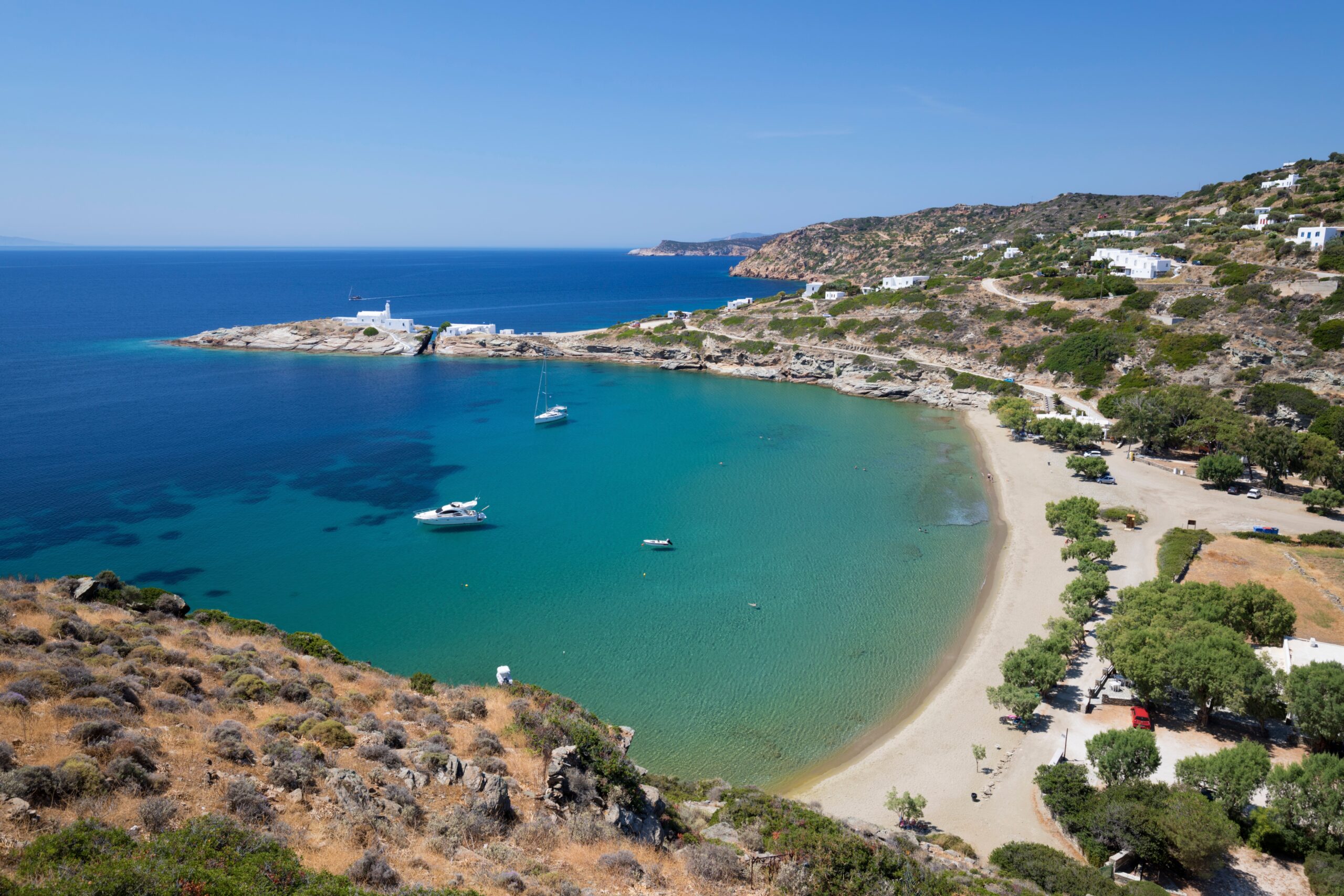 View,Over,Apokofto,Beach,With,Crystal,Clear,Water,,Chrisopigi,,Sifnos,