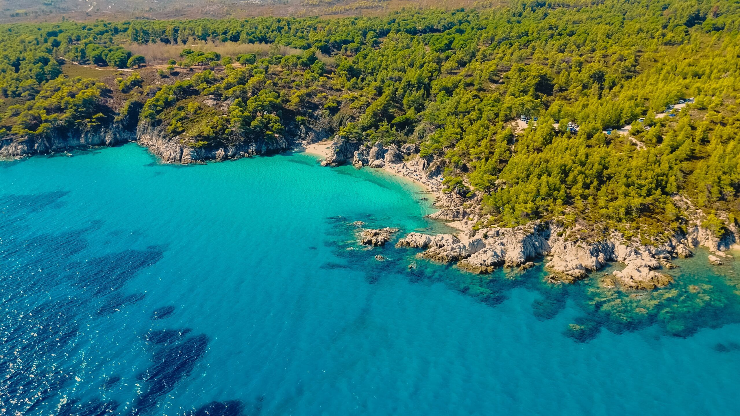 Amazing,Kavourotrypes,Beach,In,Sithonia,Peninsula,,Halkidiki,,Greece.,Top,Down