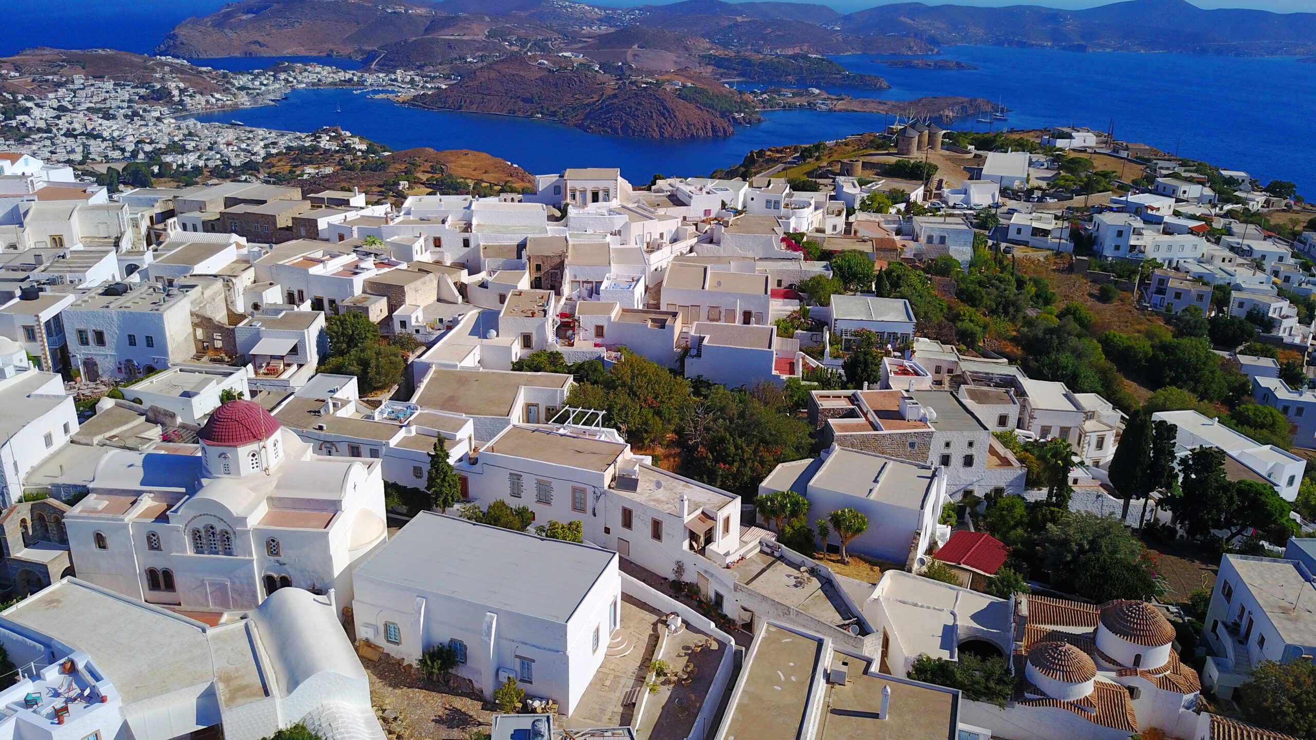Aerial,Bird's,Eye,View,Photo,Taken,By,Drone,Of,Chora